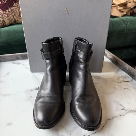 Aquatalia Odette Dry Black Calf Leather Ankle Boots Size 38.5 - Picture 3 of 10